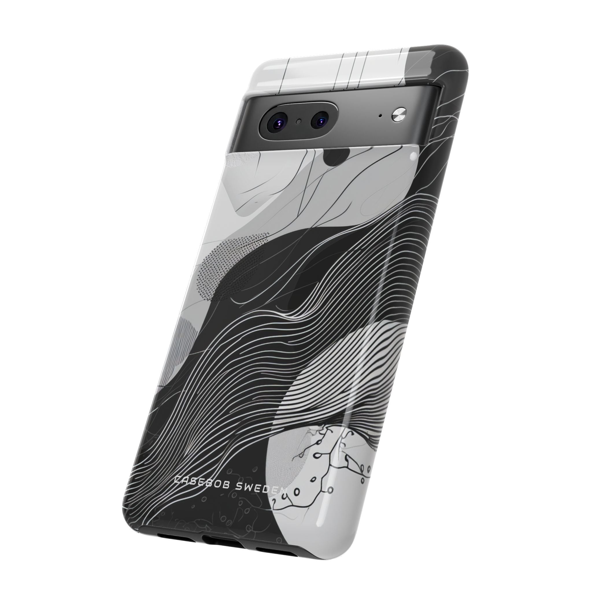 Fluid Rhythms: Monochrome Line Flow Google Pixel 7 - Tough Phone Case