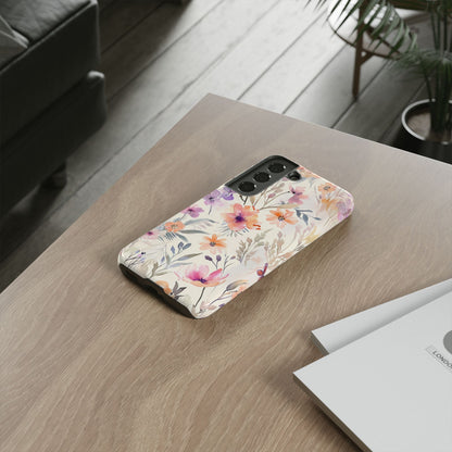 Soft Pink Floral Watercolor Design - Tough Samsung S22 Phone Case