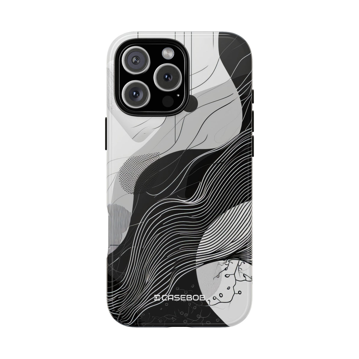 Monochrome Fluidity: Abstract Harmony - for iPhone 16