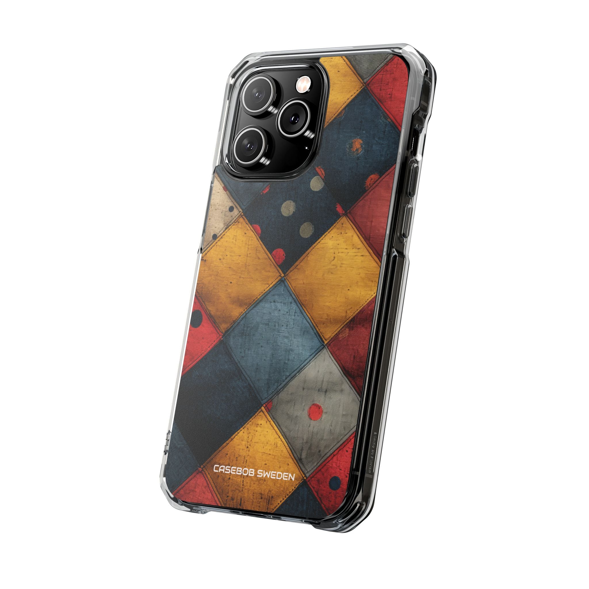 Blue Red Patchwork - Clear Impact iPhone 14 Phone Case