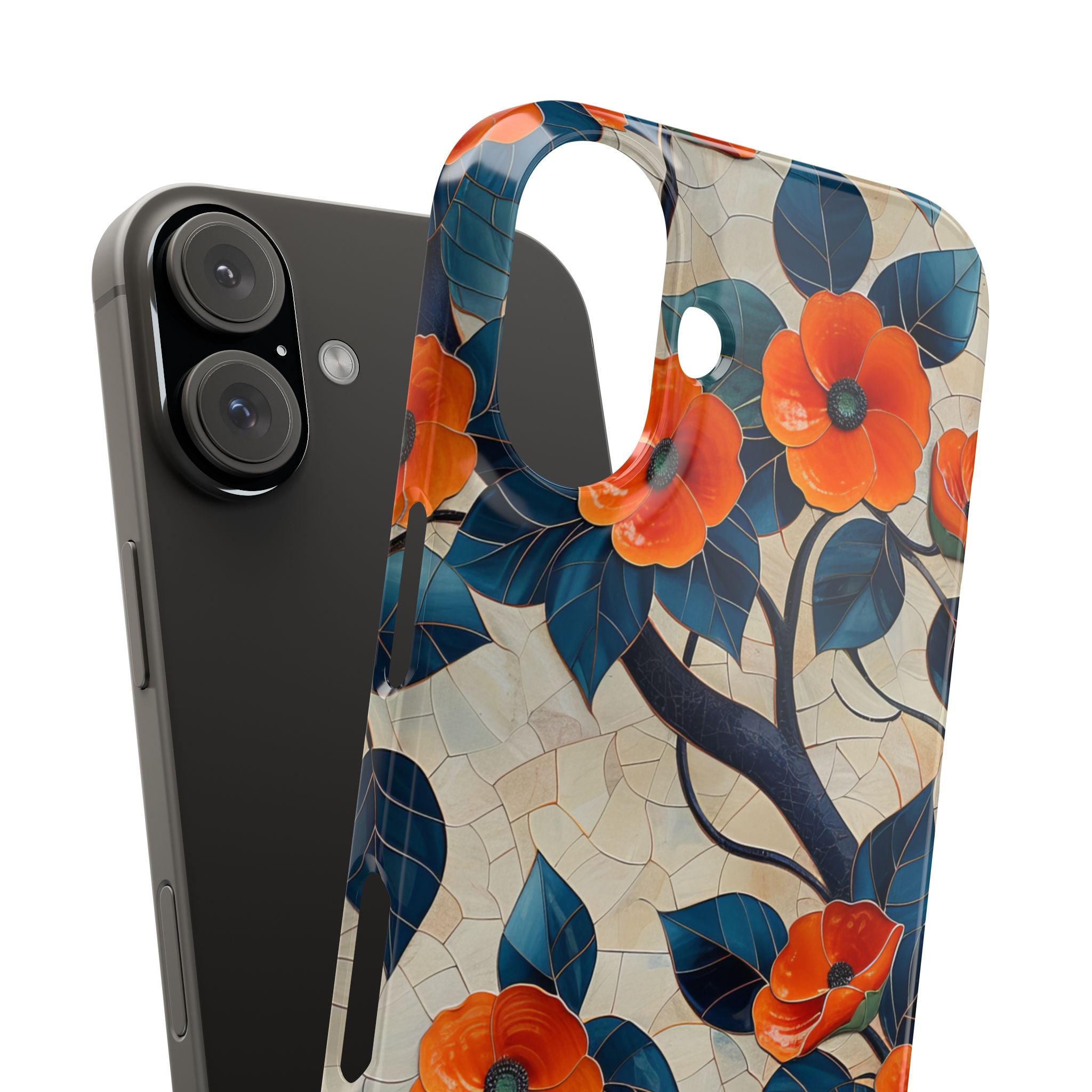 Orange Blossoms Mosaic Harmony iPhone 16 - Slim Phone Case