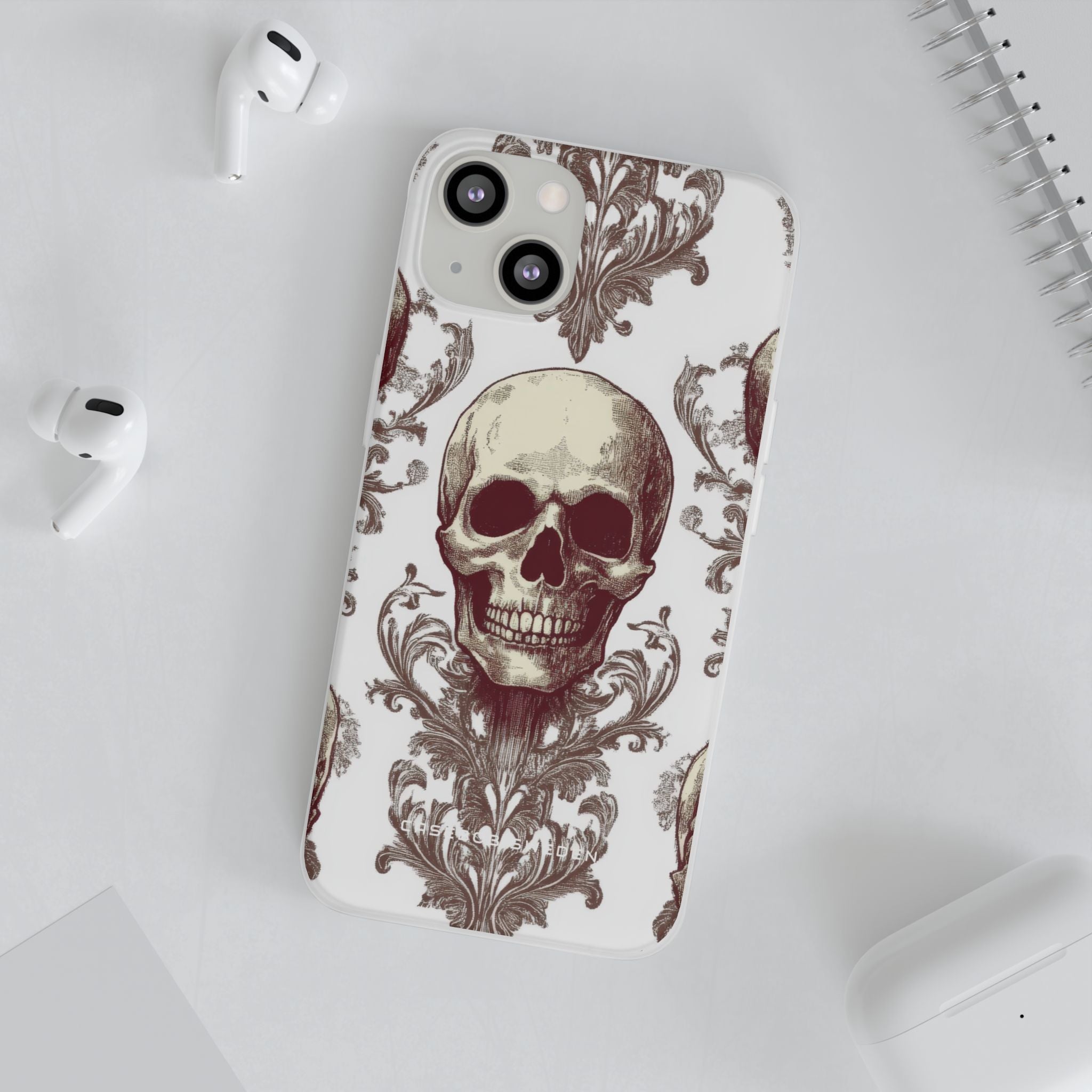 Gothic Skulls and Ornate Foliage iPhone 13 - Flexi Phone Case