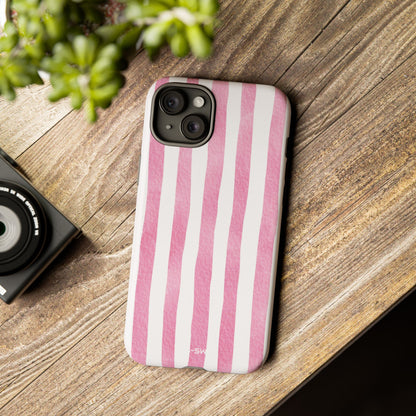 Pink Watercolor Stripes - iPhone Case