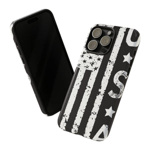 Black n White U.S Flag - Protective Phone Case