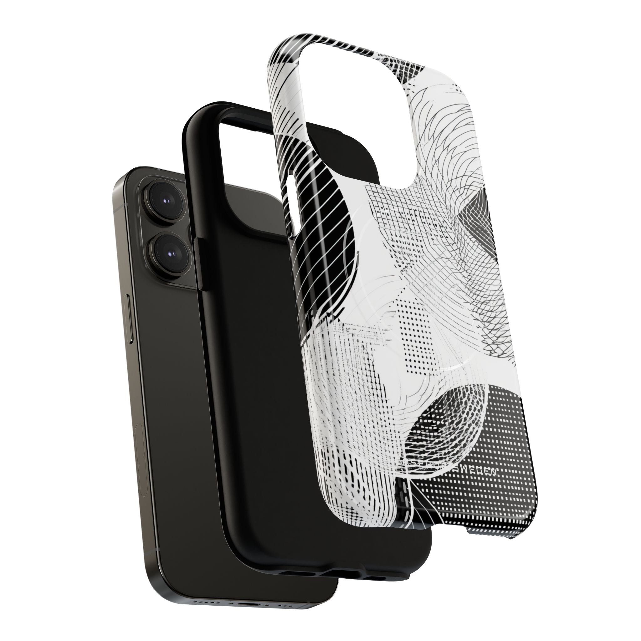 Geometric Monochrome Flow iPhone 14 | Tough+ Phone Case