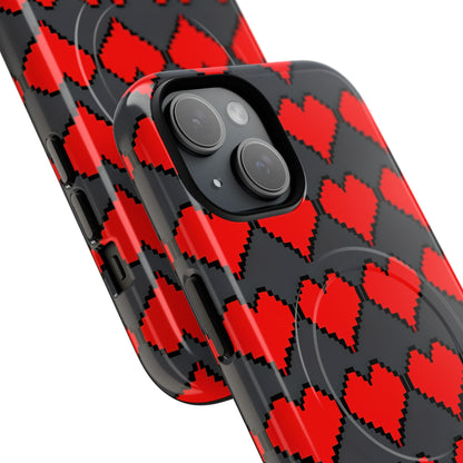 Red Heart Dark Gray Diamonds Seamless iPhone 15 - Tough+