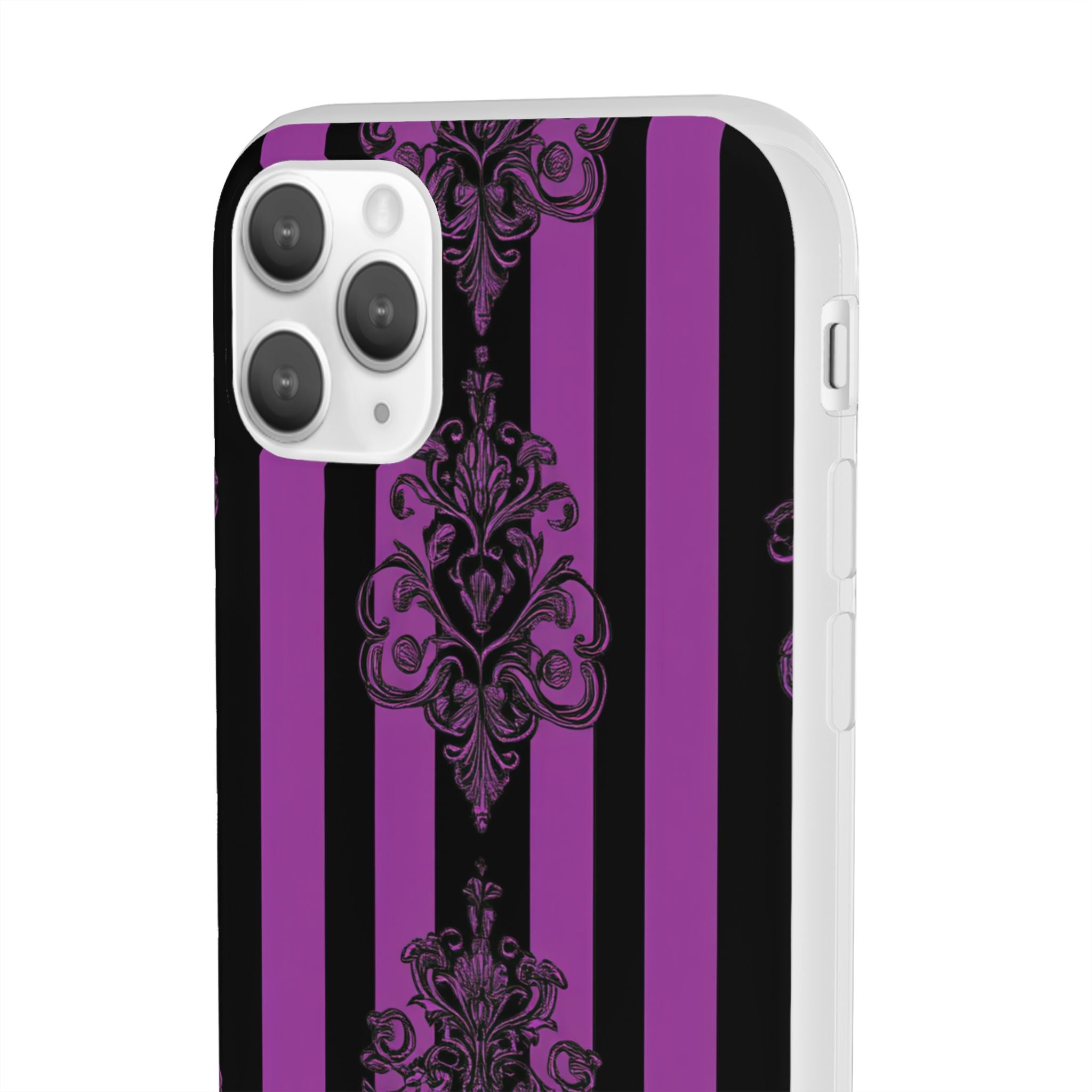 Gothic Elegance with Vertical Stripes and Ornamental Motifs iPhone 11 - Flexi Phone Case