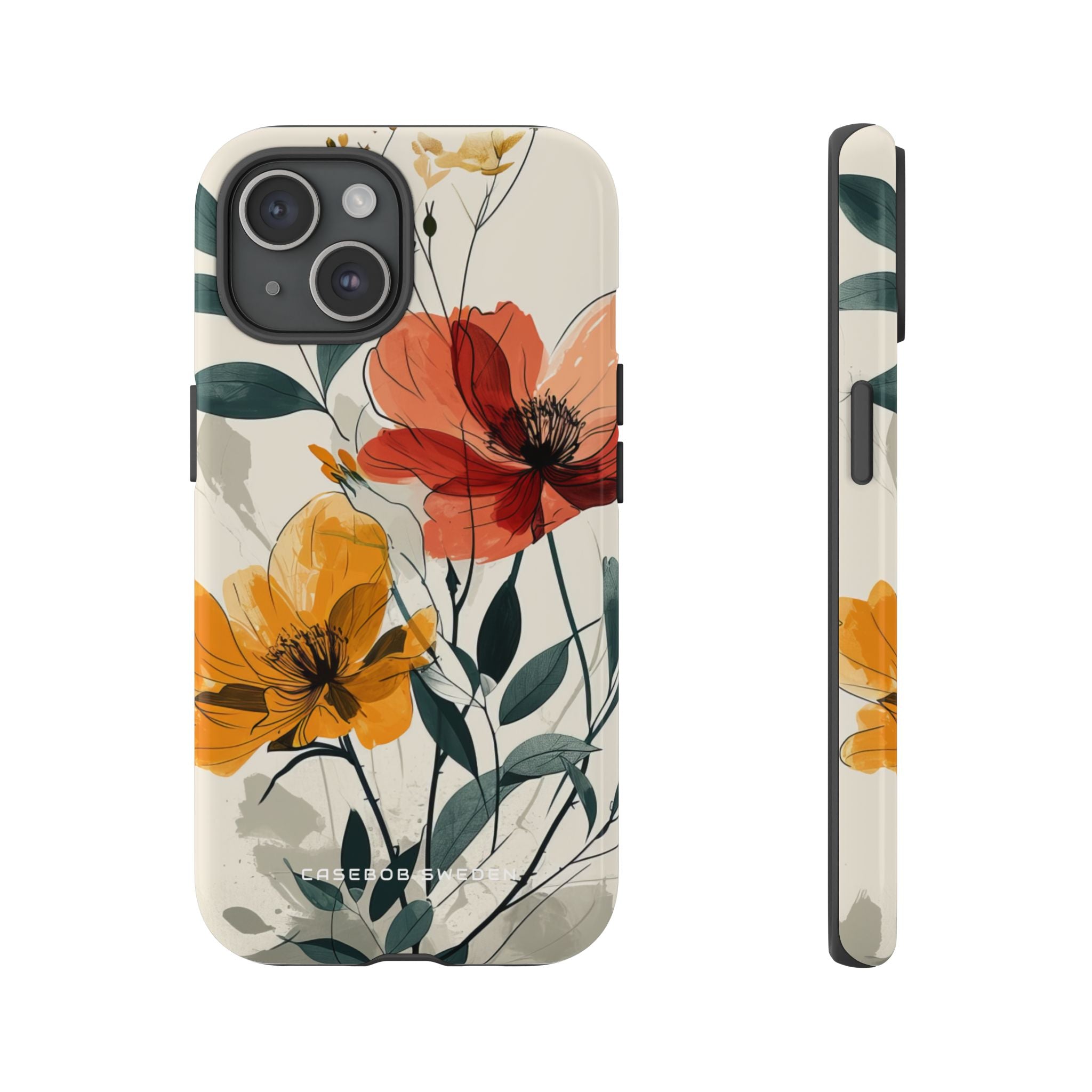 Elegant Floral Harmony iPhone 15 - Tough Phone Case