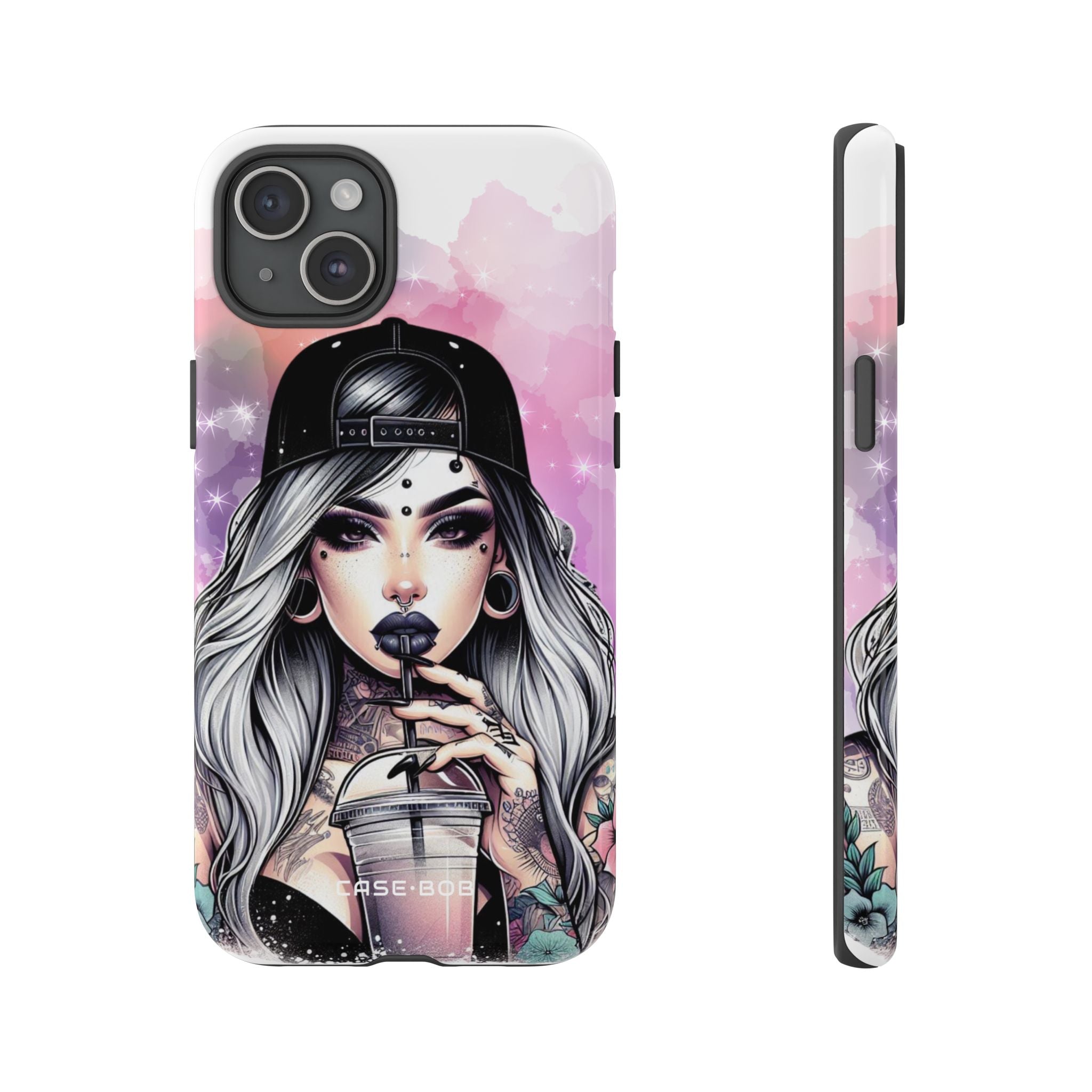 Silver Sip Nebula iPhone 15 Plus Case - Tough