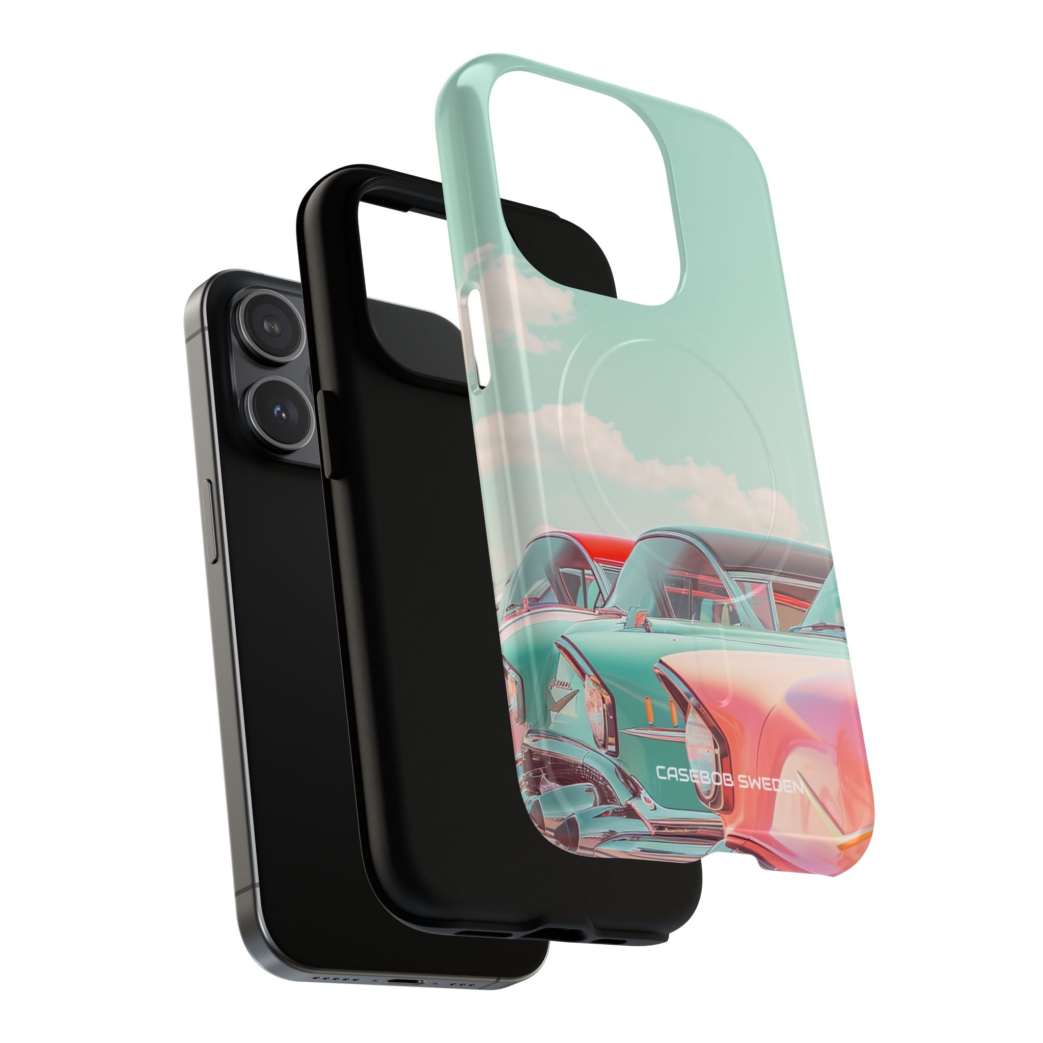 Vintage Turquoise Cars - Tough + MagSafe® iPhone 15 Phone Case