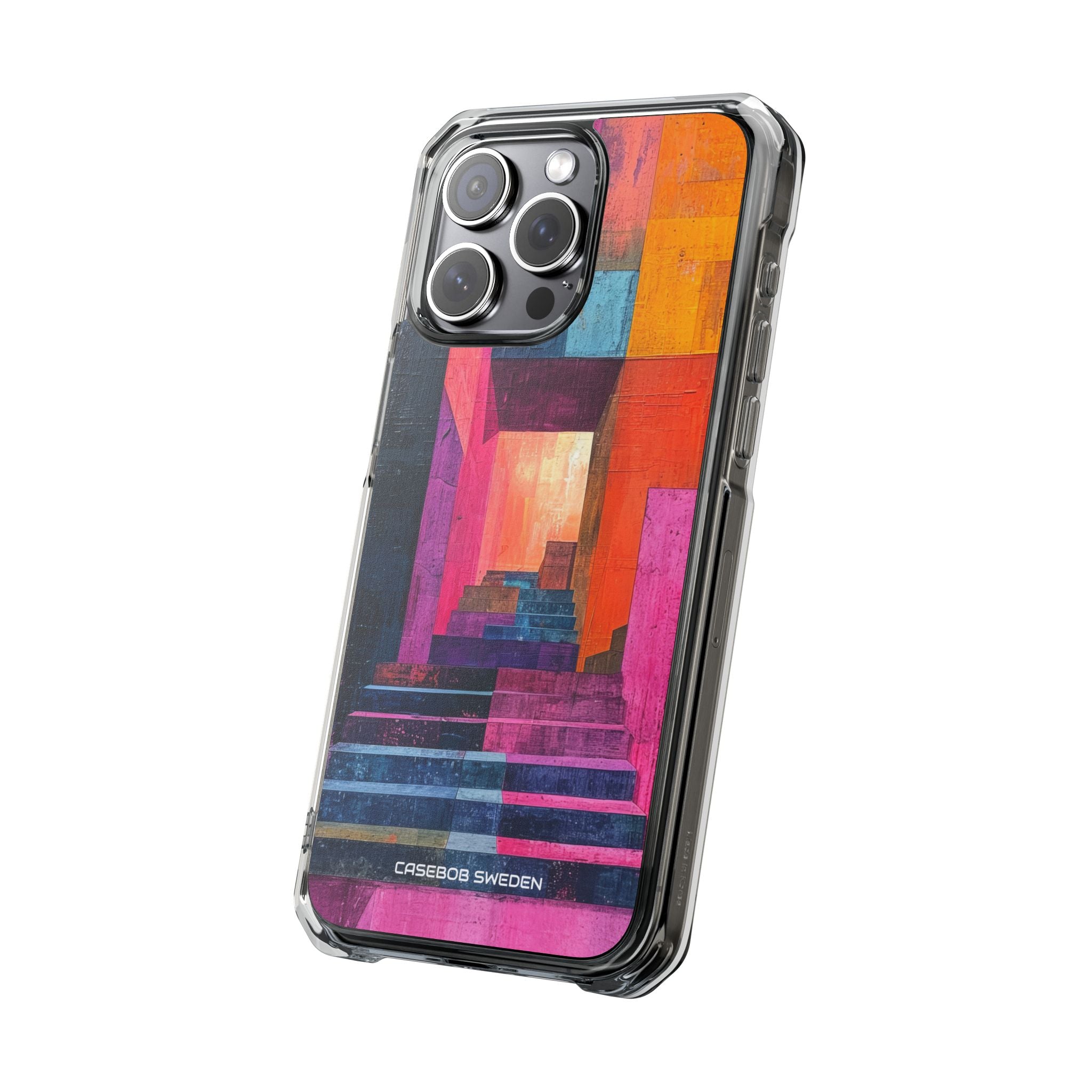 Pink Orange Geometry - Clear Impact iPhone 15 Phone Case