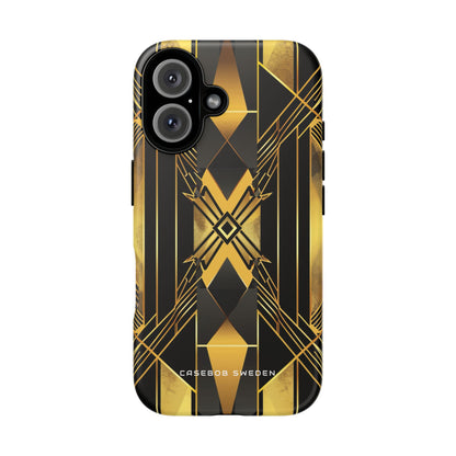 Golden Geometric Elegance iPhone 16 - Tough Phone Case