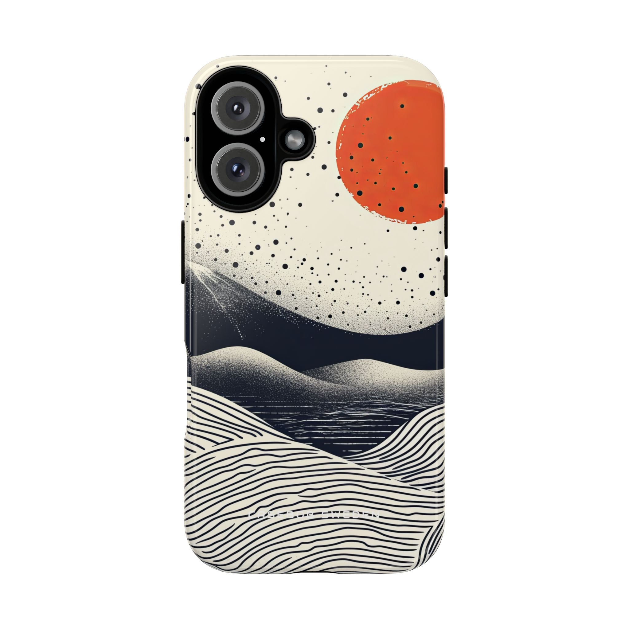 Red Sun Over Flowing Horizons iPhone 16 - Tough Phone Case