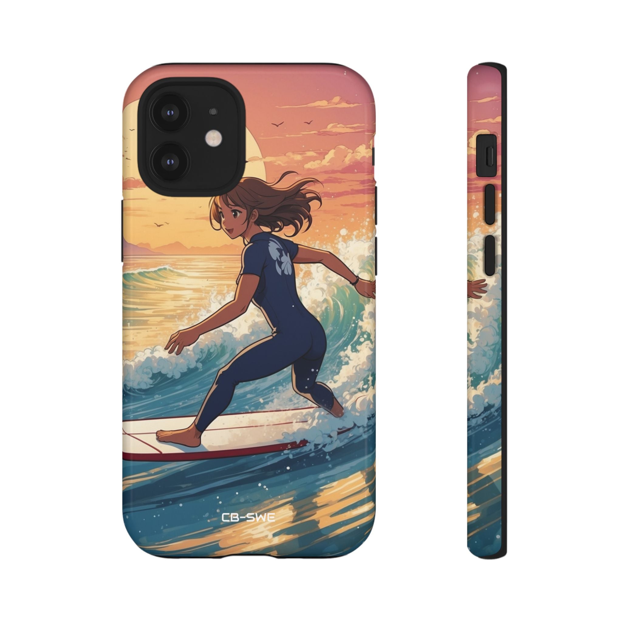 Surfing Into Sunset - iPhone Case