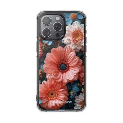 Coral Teal Blooms - Clear Impact iPhone 15 Phone Case