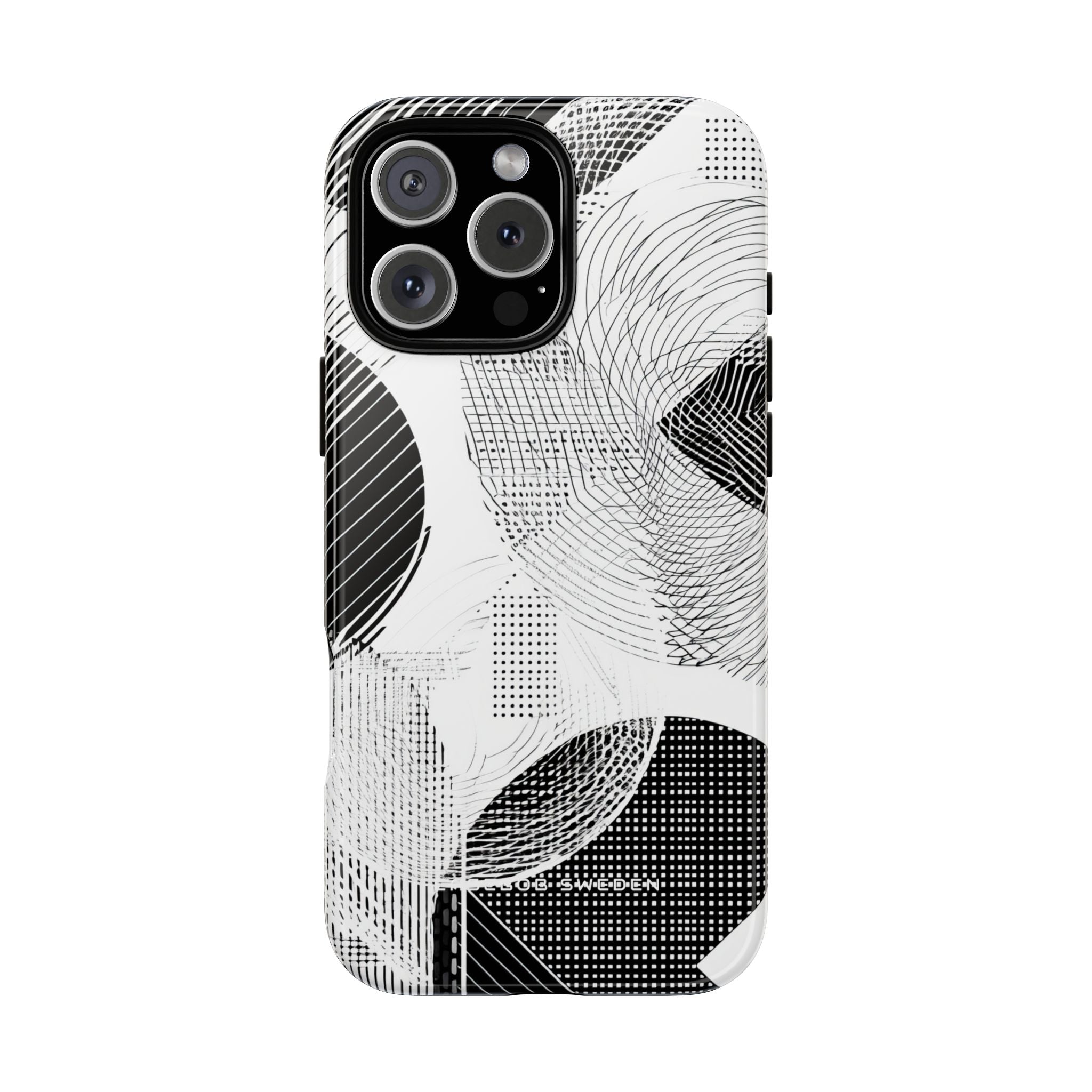 Geometric Monochrome Flow iPhone 16 - Tough Phone Case