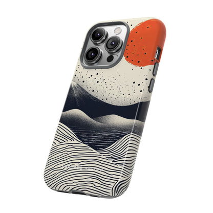 Red Sun Over Flowing Horizons iPhone 14 - Tough Phone Case