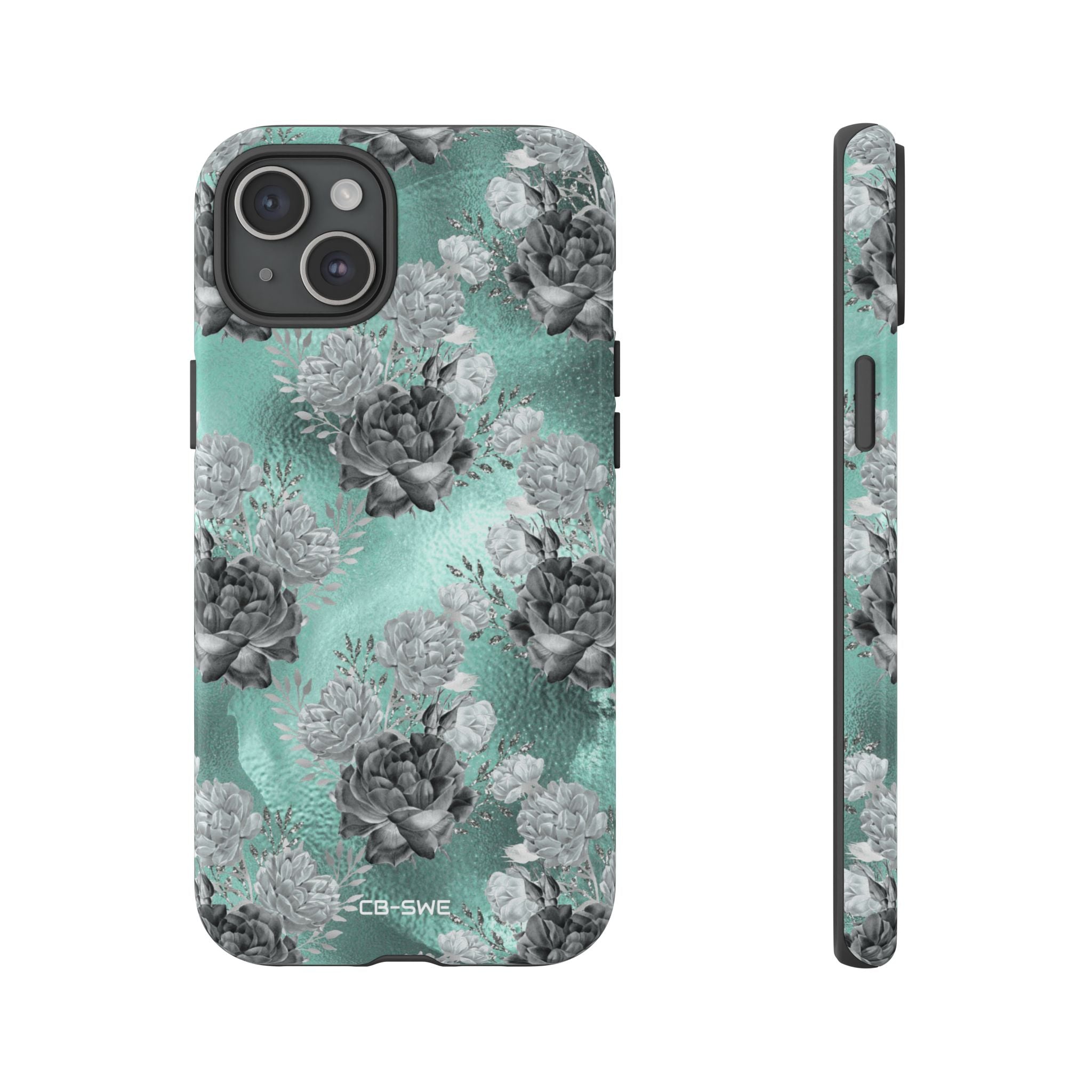 Teal Floral Elegance - iPhone Case