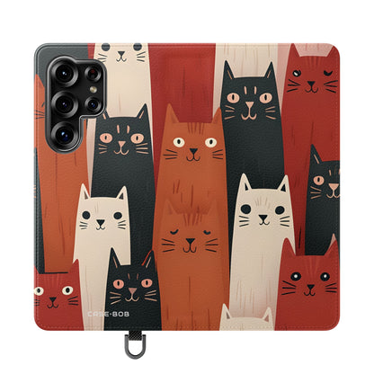 Cat Columns Orange - Samsung S25 Ultra Case - Wallet