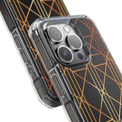 Golden Geometric Elegance iPhone 15 - Impact Clear+