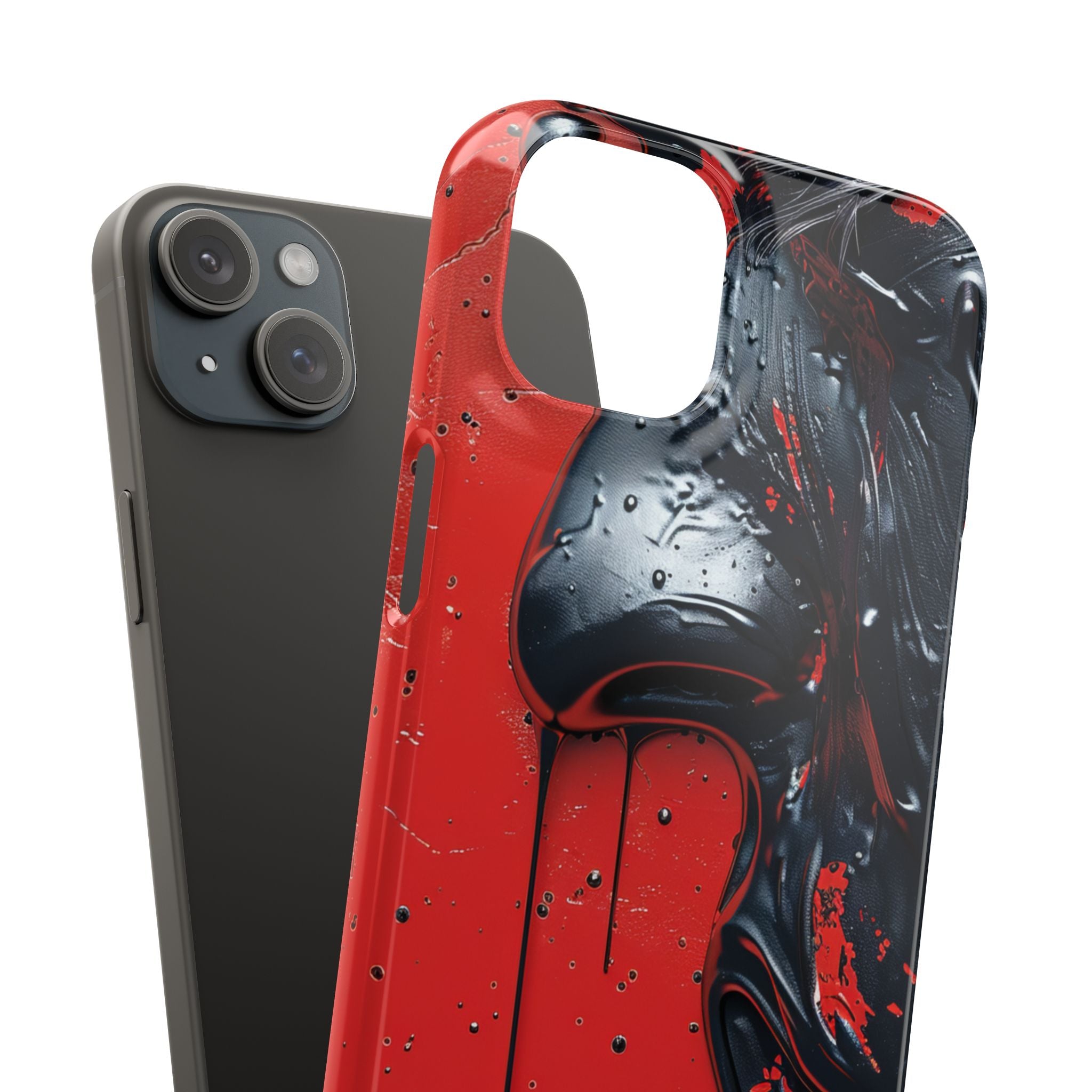 Textured Crimson Bloom iPhone 15 - Slim Phone Case