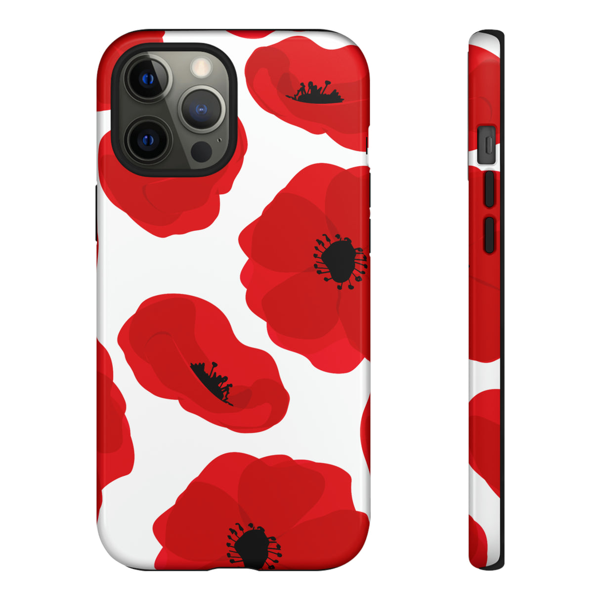 Red poppies on white iPhone case (Protective) - Protective Phone Case