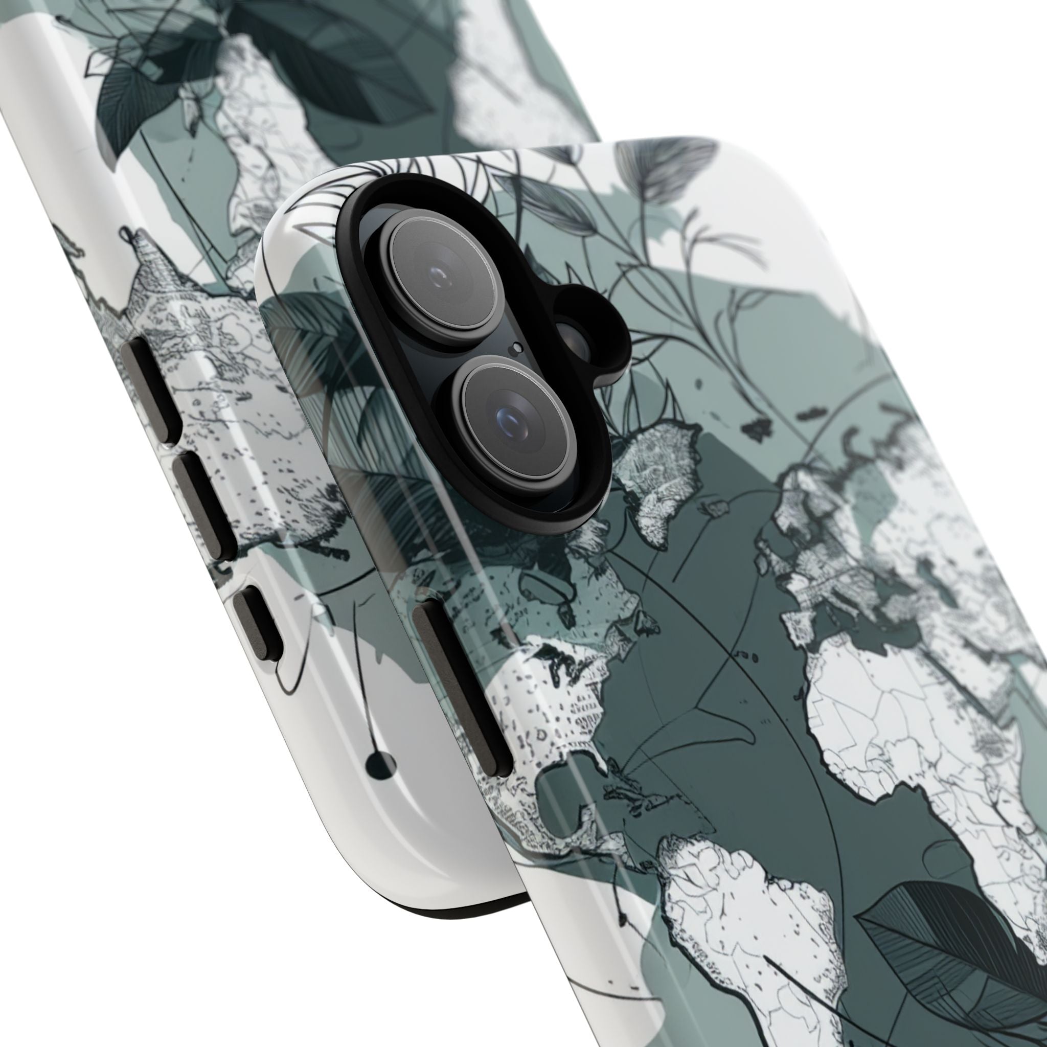 Botanische Weltkarte iPhone 16 - Robust