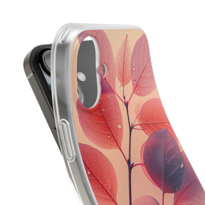 Pink Serenity Leaf Design - Flexi iPhone 16 Phone Case