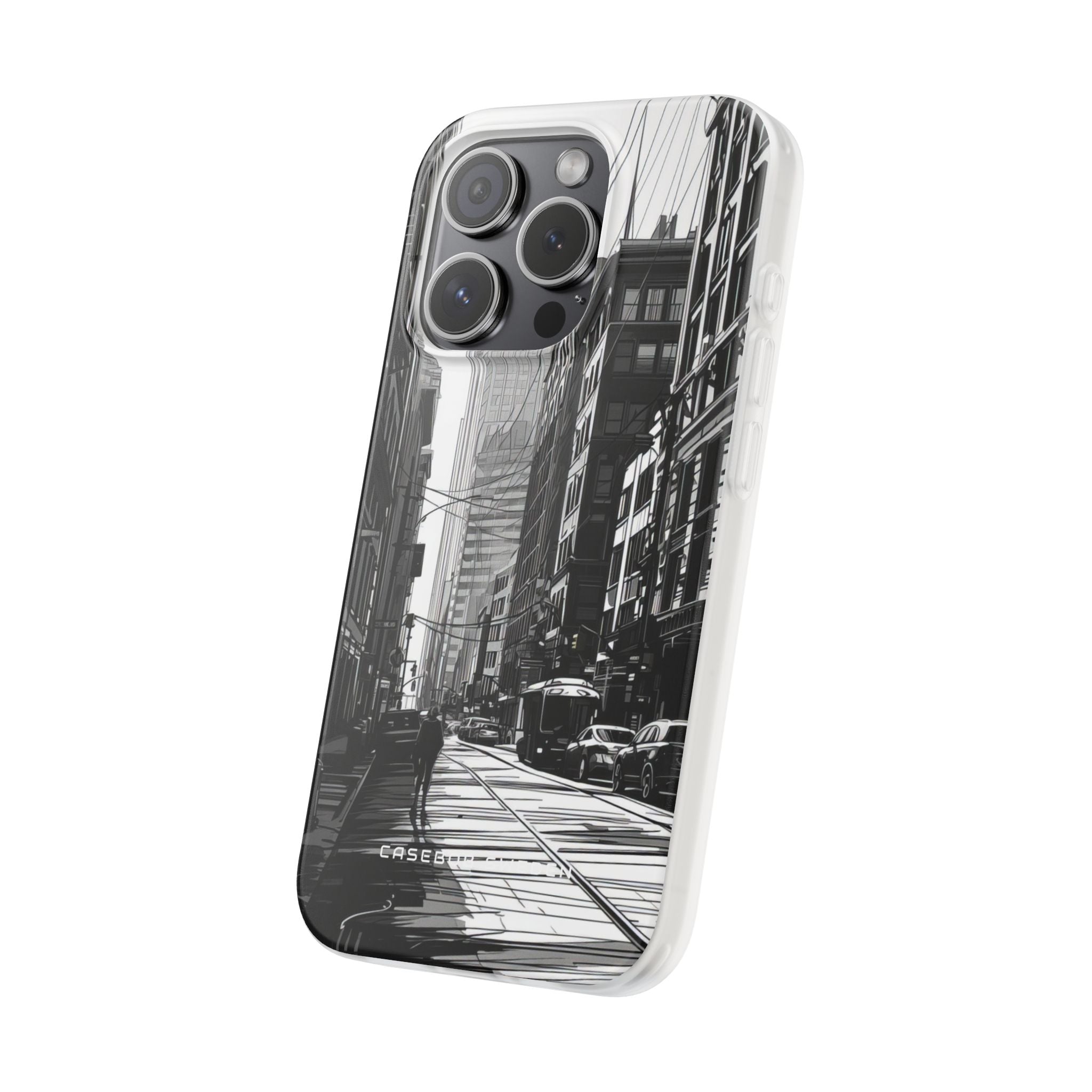 Urban Cityscape Line Perspective iPhone 15 - Flexi Phone Case