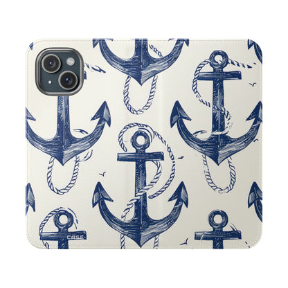 Blue Anchor Breeze - iPhone 15 Case - Wallet