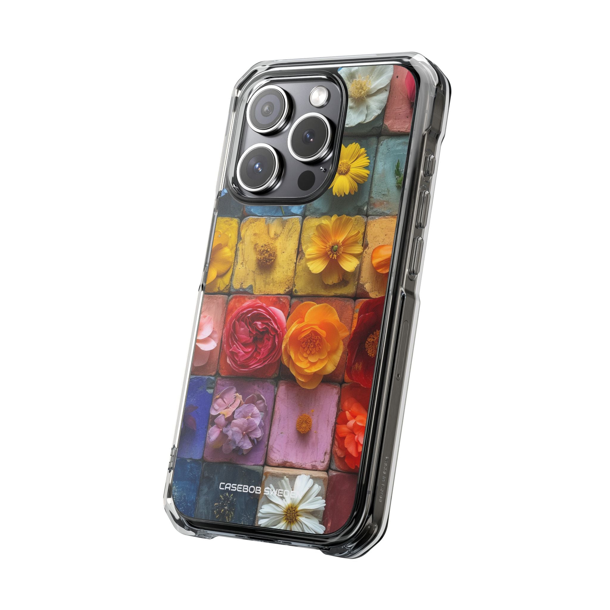 Vibrant Floral Tiles - Clear Impact iPhone 15 Phone Case