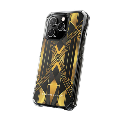 Golden Geometric Elegance iPhone 14 - Clear Impact Phone Case