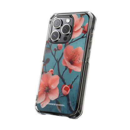 Teal Coral Blossom - Clear Impact iPhone 15 Phone Case