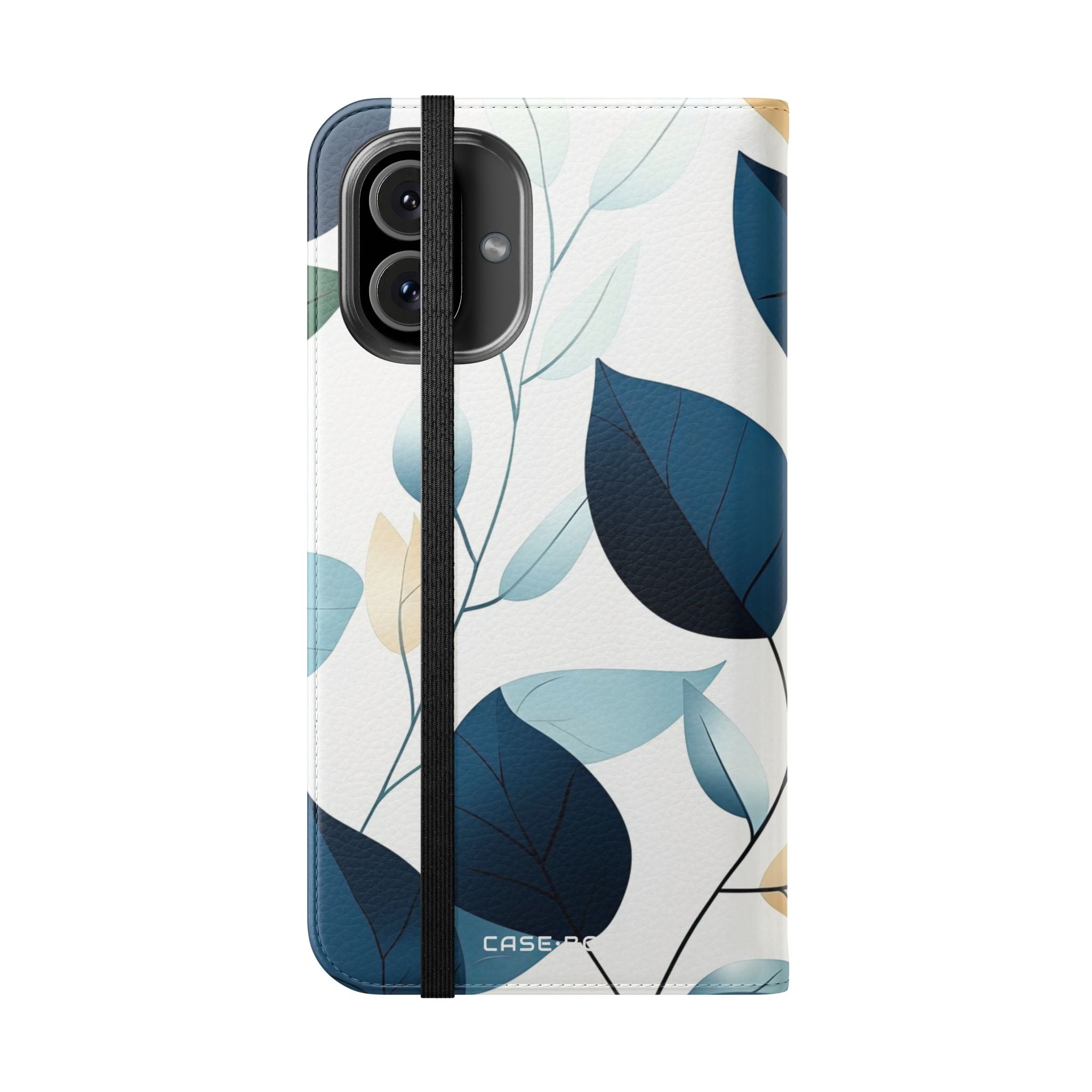 Navy Leaf Veins - iPhone 16 Plus Case - Wallet