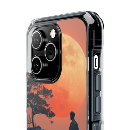 Zen Tranquility Under a Red Moon iPhone 14 - Clear Impact Phone Case