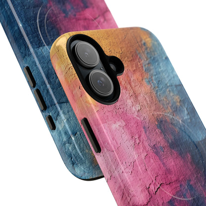 Blue Pink Abstract - Tough + MagSafe® iPhone 16 Phone Case