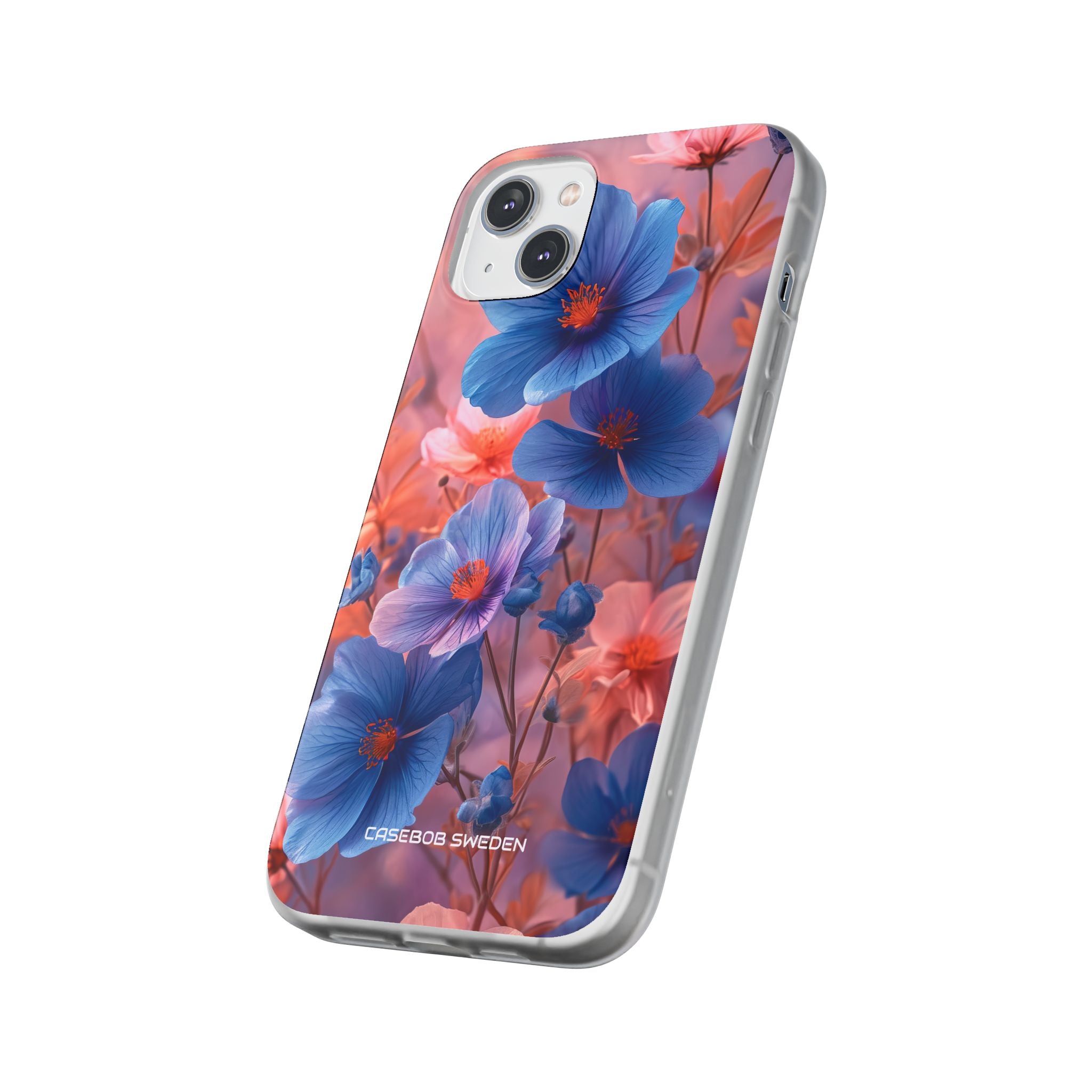 Blue Peach Blossoms - Flexi iPhone 14 Phone Case