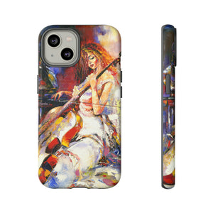 Oil panting - Girl playing Violoncello - Protective Phone Case