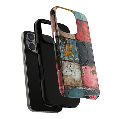 Rustic Red-Yellow Vintage Tiles - Tough + MagSafe® iPhone 16 Phone Case