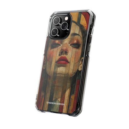 Bold Art Deco Portrait - Clear Impact iPhone 14 Phone Case