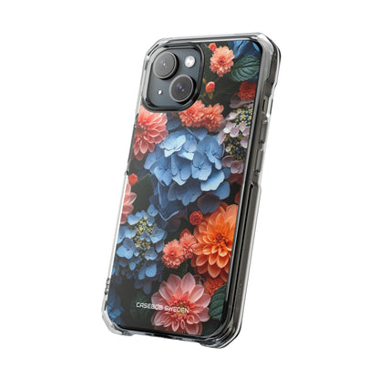 Blue Floral Bliss - Clear Impact iPhone 15 Phone Case