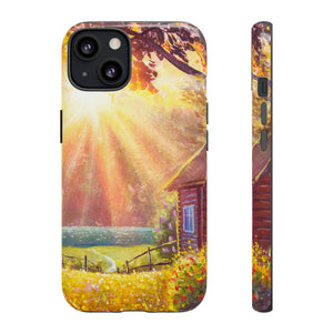 Flower Bushes Wooden House - Protective Phone Case