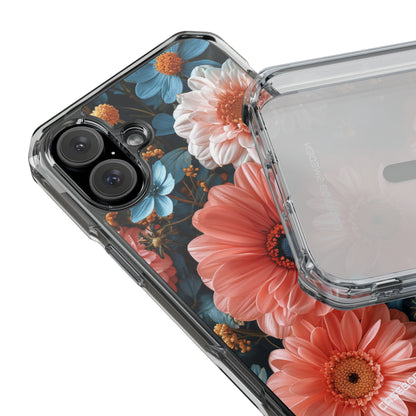 Coral Teal Blooms - Clear Impact iPhone 16 Phone Case