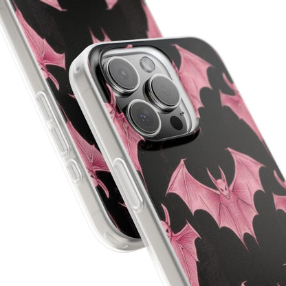 Gothic Pink Bats Aflame iPhone 16 - Flexi Phone Case