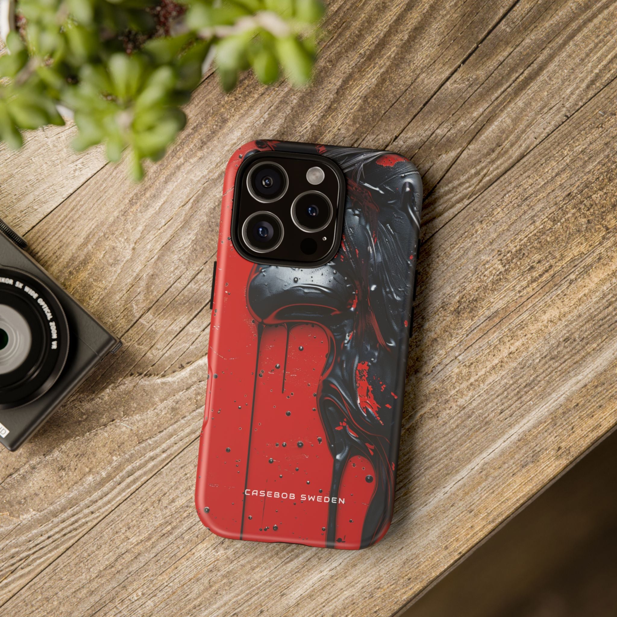 Textured Crimson Bloom iPhone 16 - Tough Phone Case