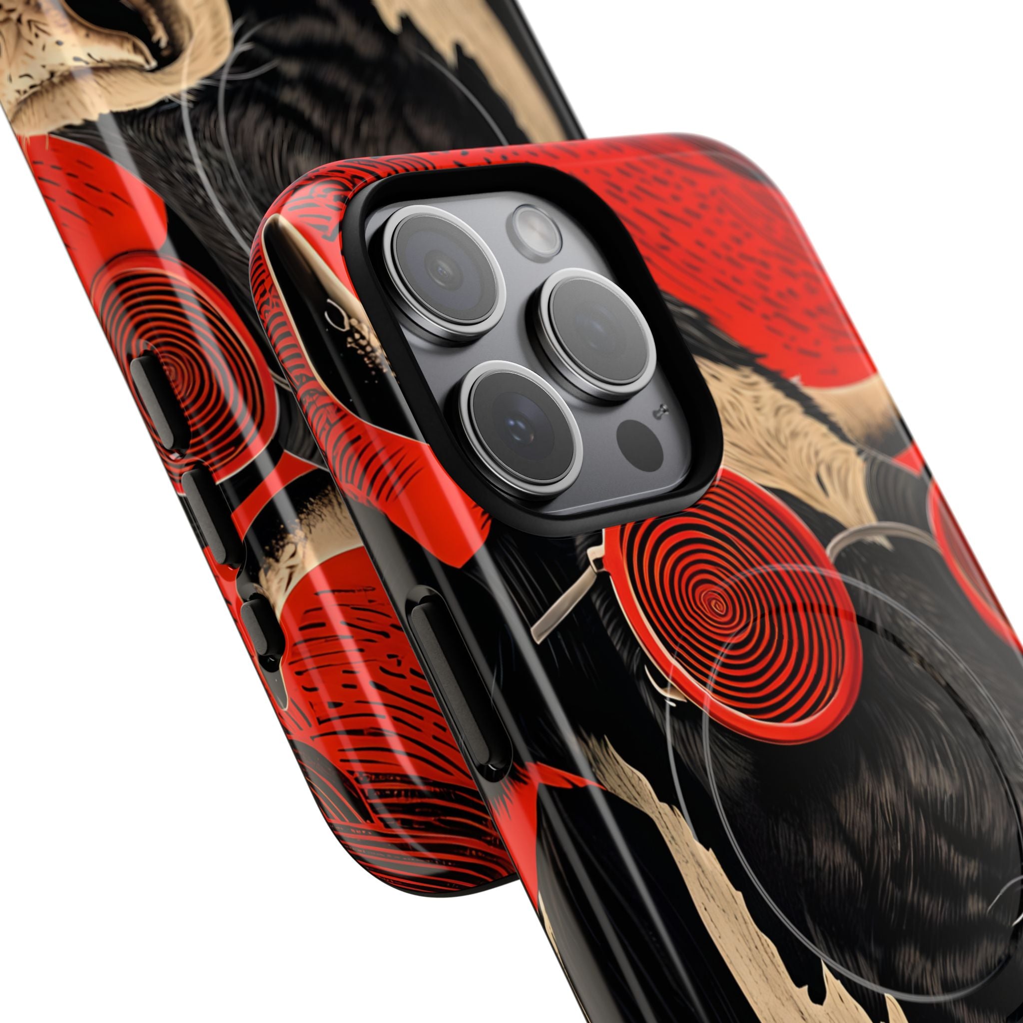 Surreal Black White Cow Red Spiral Sunglasses iPhone 15 - Tough+