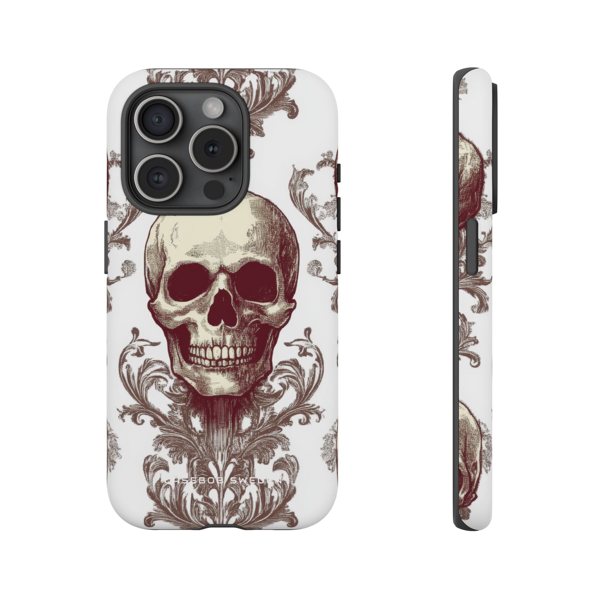 Gothic Skulls and Ornate Foliage iPhone 15 - Tough Phone Case