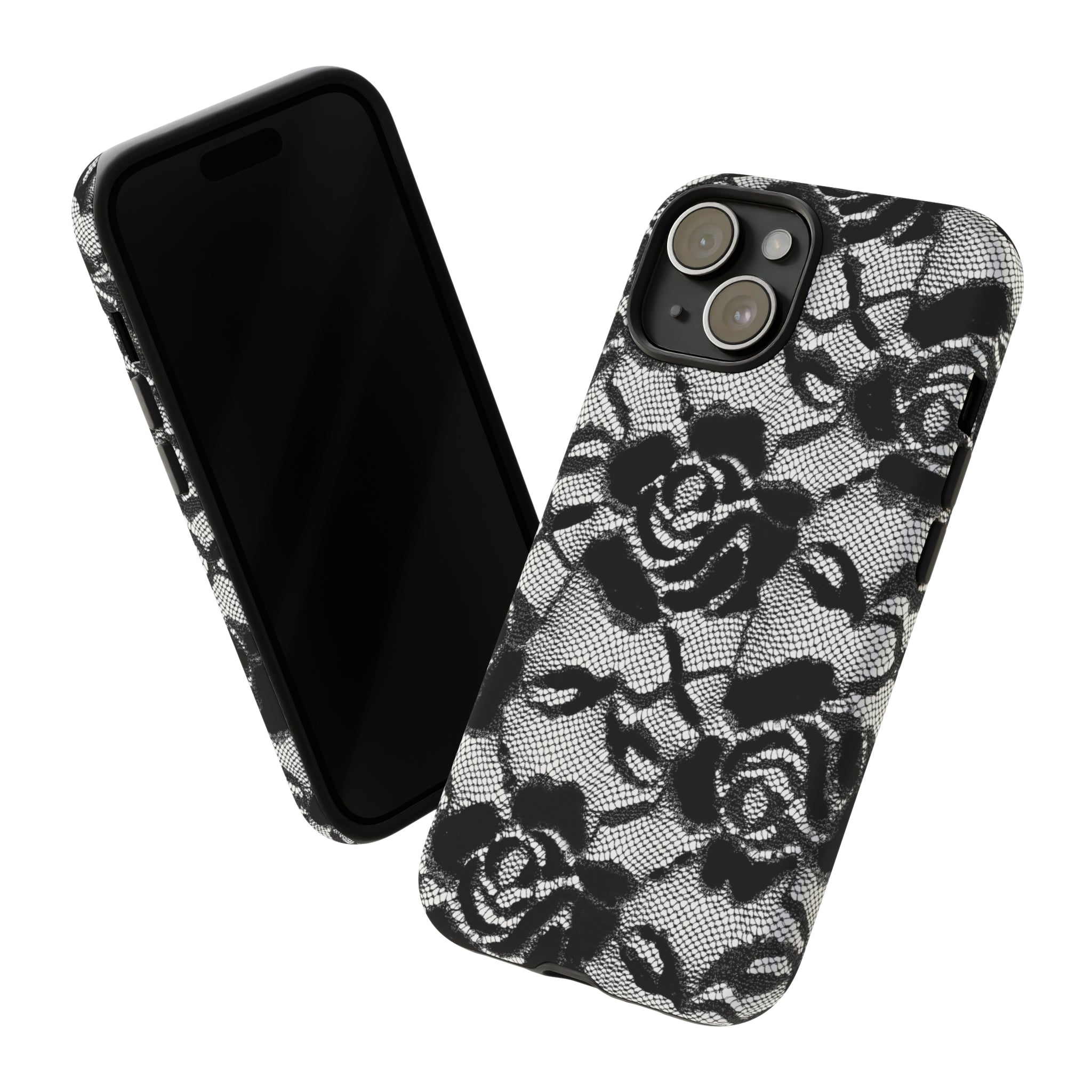 Black Rose Lace Gothic Flower - Protective Phone Case