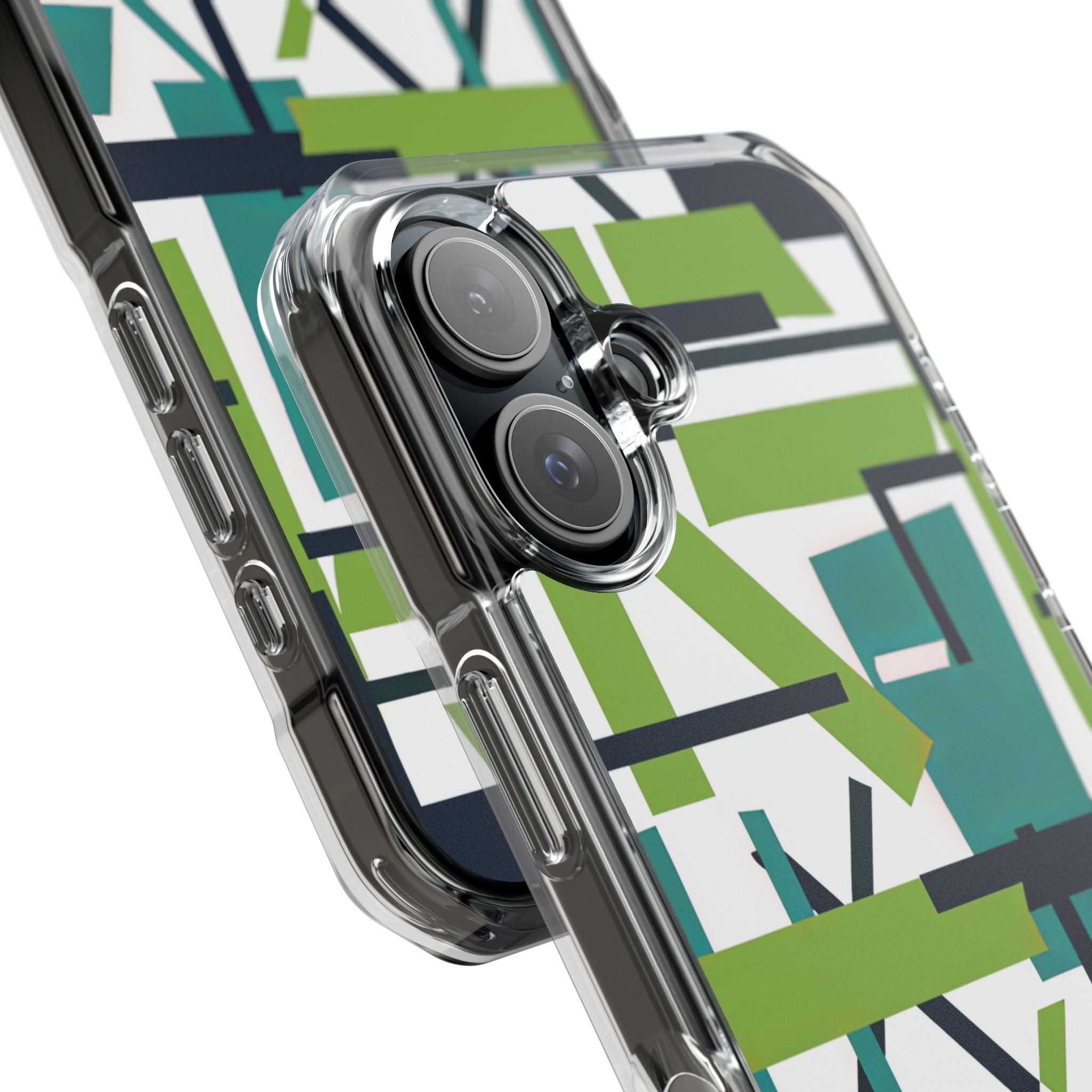 Green Geometry Glide iPhone 16 - Clear Impact Phone Case