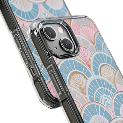 Art Deco Pastel Fan Pattern - Clear Impact iPhone 14 Phone Case